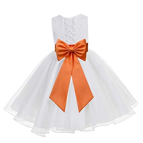 Ekidsbridal White Lace Organza Flower Girl Dress Toddler Christening Princess Pageant Communion Baptism Ballroom Gown 186T 10