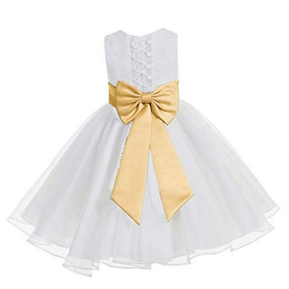 Ekidsbridal White Lace Organza Flower Girl Dress Formal Photoshoot Evening Gown for Social Events 186T 10