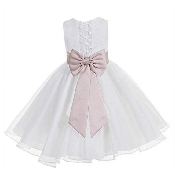 Ekidsbridal White Lace Organza Flower Girl Dress Toddler Christening Princess Pageant Communion Baptism Ballroom Gown 186T 2