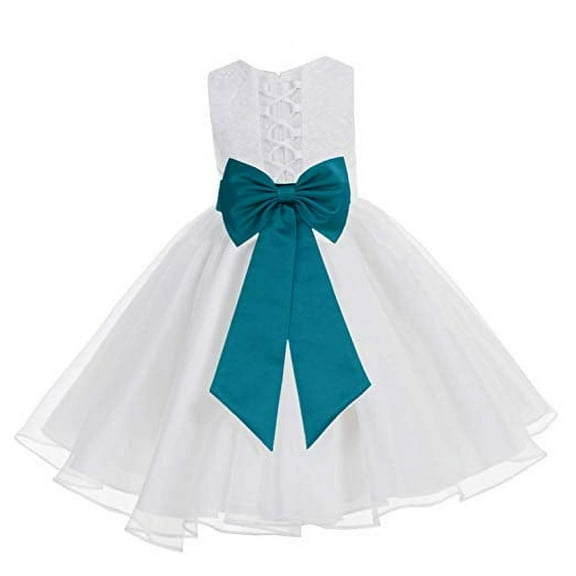 Ekidsbridal White Lace Organza Flower Girl Dress Formal Photoshoot Evening Gown for Social Events 186T 2