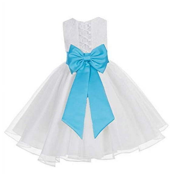 Ekidsbridal White Lace Organza Flower Girl Dress with Colored Sash for Toddlers Formal Evening Gown Pretty Princess 186T 2