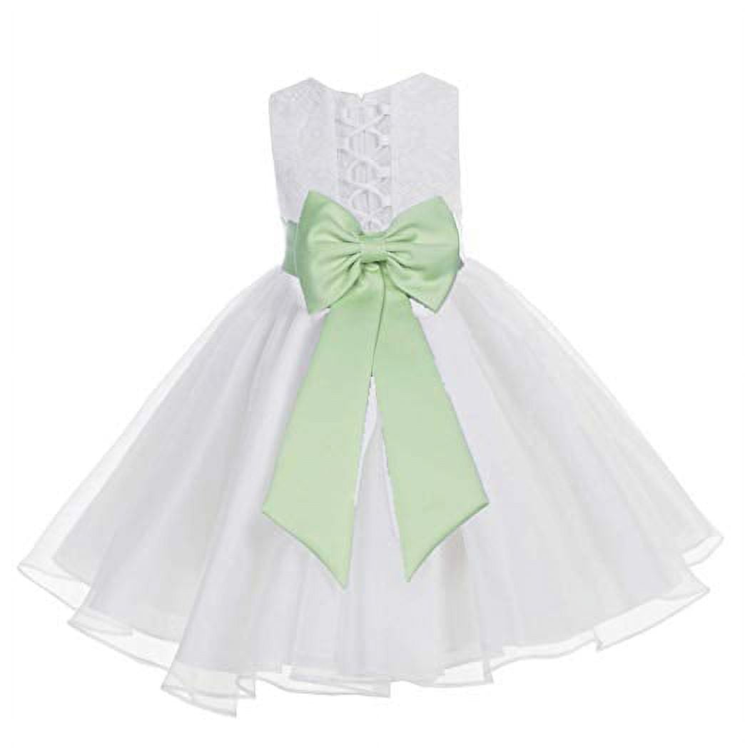 Ekidsbridal White Lace Organza Flower Girl Dress with Colored Sash for ...