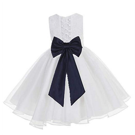 Ekidsbridal White Lace Organza Flower Girl Dress Toddler Christening Princess Pageant Communion Baptism Ballroom Gown 186T 2