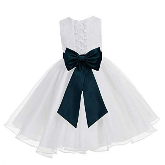 Ekidsbridal White Lace Organza Flower Girl Dress Formal Photoshoot Evening Gown for Social Events 186T 2