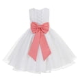 thumbnail image 1 of Ekidsbridal White Lace Organza Flower Girl Dress with Colored Sash for Toddlers Formal Evening Gown Pretty Princess 186T 6, 1 of 2