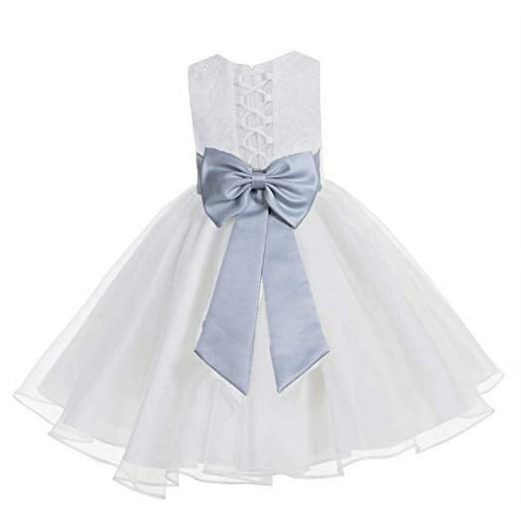 Ekidsbridal White Lace Organza Flower Girl Dress Toddler Christening Princess Pageant Communion Baptism Ballroom Gown 186T 6