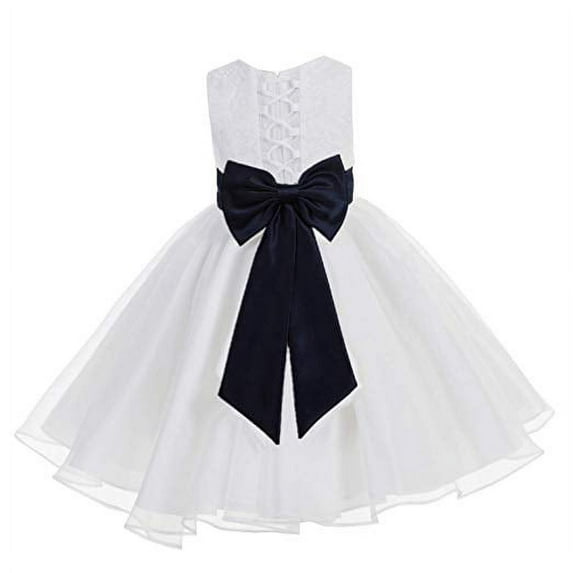 Ekidsbridal White Lace Organza Flower Girl Dress Formal Photoshoot Evening Gown for Social Events 186T M