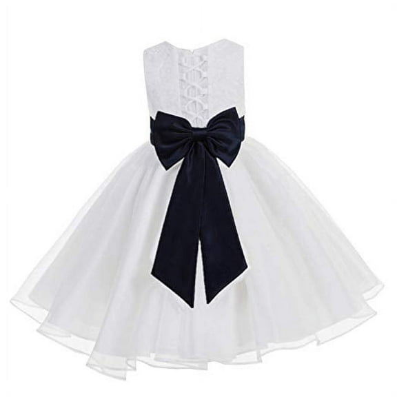 Ekidsbridal White Lace Organza Flower Girl Dress Formal Photoshoot Evening Gown for Social Events 186T M