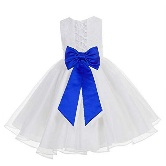 Ekidsbridal White Lace Organza Flower Girl Dress Toddler Christening Princess Pageant Communion Baptism Ballroom Gown 186T M