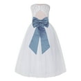 thumbnail image 1 of Ekidsbridal White Lace Tulle Keyhole Back Girl Dresses with Colored Sash Wedding Pageant Junior Bridesmaid 178T 8, 1 of 3