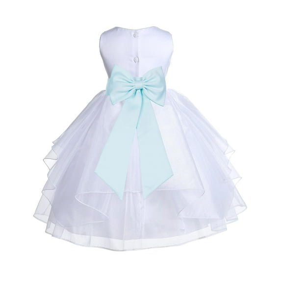 Ekidsbridal White Mint Shimmering Organza Flower Girl Dress Junior Bridesmaid Wedding Pageant Communion Baptism Gown 4613T S