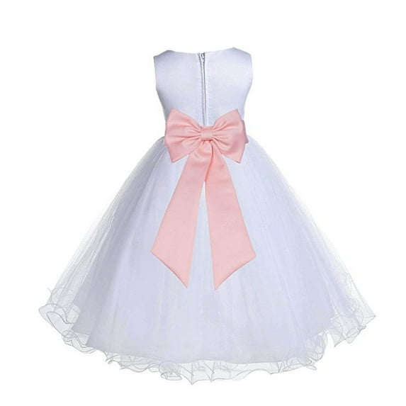 Ekidsbridal White Rattail Edge Tulle Flower Girl Dress Junior Bridesmaid Pageant Father Daughter Dance Recital Gown 829T 10