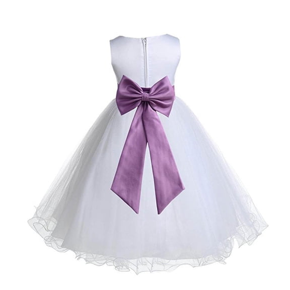 Ekidsbridal White Rattail Edge Tulle Flower Girl Dress Junior Bridesmaid Pageant Father Daughter Dance Recital Gown 829T 4