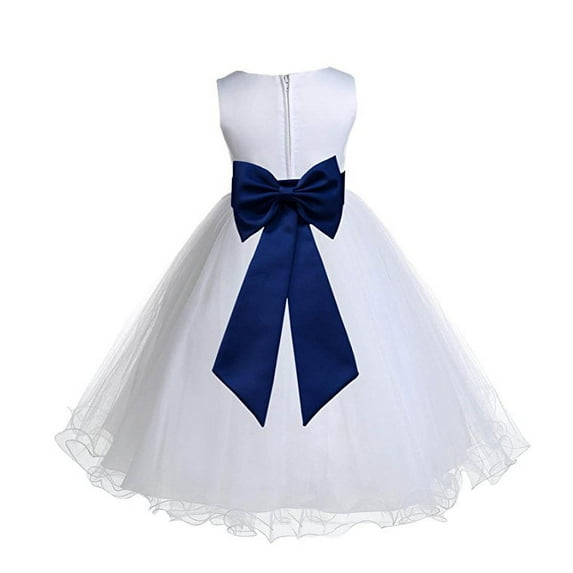 Ekidsbridal White Rattail Edge Tulle Flower Girl Dress Junior Bridesmaid Pageant Father Daughter Dance Recital Gown 829T 6