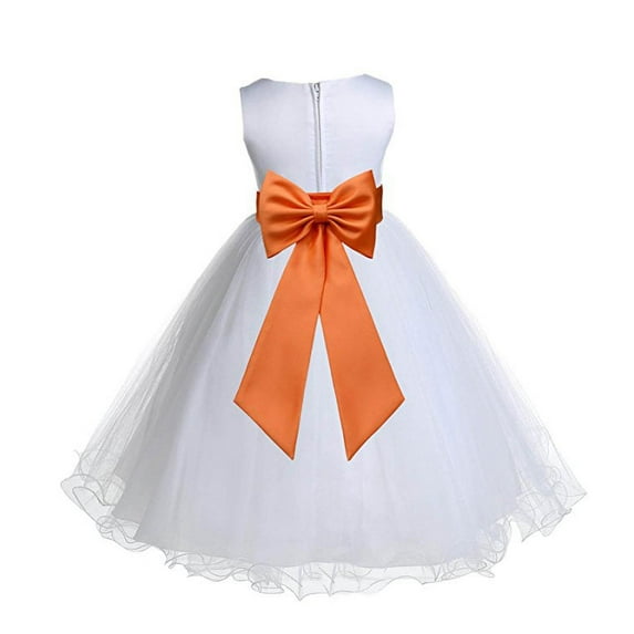 Ekidsbridal White Rattail Edge Tulle Flower Girl Dress Junior Bridesmaid Pageant Father Daughter Dance Recital Gown 829T 8
