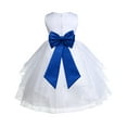 thumbnail image 1 of Ekidsbridal White Royal Blue Shimmering Organza Flower Girl Dress Junior Bridesmaid Wedding Pageant Communion Baptism Gown 4613T 8, 1 of 3