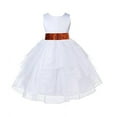 thumbnail image 1 of Ekidsbridal White Satin Shimmering Organza Flower Girl Dresses Sequin Sash Communion Baptism Holiday Toddler Junior Bridesmaid 4613mh M, 1 of 2
