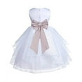 thumbnail image 1 of Ekidsbridal White Satin Shimmering Organza Formal Flower Girl Dress Communion Baptism Holiday Toddler Junior Bridesmaid Father Daughter Dance Recital 4613T 8, 1 of 3