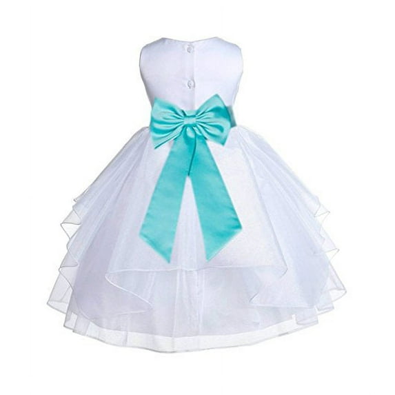 Ekidsbridal White Satin Shimmering Organza Formal Flower Girl Dress Communion Baptism Holiday Toddler Junior Bridesmaid Father Daughter Dance Recital 4613T 8