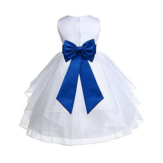 Ekidsbridal White Satin Shimmering Organza Formal Flower Girl Dress Communion Baptism Holiday Toddler Junior Bridesmaid Father Daughter Dance Recital 4613T 4