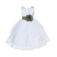 thumbnail image 1 of Ekidsbridal White Satin Shimmering Organza Formal Flower Girl Dress Communion Baptism Holiday Toddler Junior Bridesmaid Father Daughter Dance Recital 4613T 8, 1 of 2