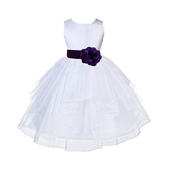 Ekidsbridal White Satin Shimmering Organza Formal Flower Girl Dresses Junior Bridesmaid Communion Baptism Holiday Toddler 4613S 10