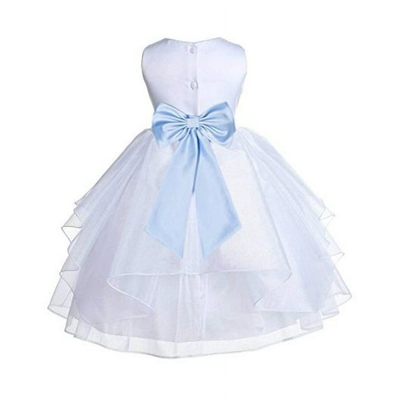 Ekidsbridal White Satin Shimmering Organza Formal Flower Girl Dress Communion Baptism Holiday Toddler Junior Bridesmaid Father Daughter Dance Recital 4613T 4