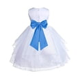thumbnail image 1 of Ekidsbridal White Satin Shimmering Organza Formal Flower Girl Dress Communion Baptism Holiday Toddler Junior Bridesmaid Father Daughter Dance Recital 4613T 12, 1 of 3
