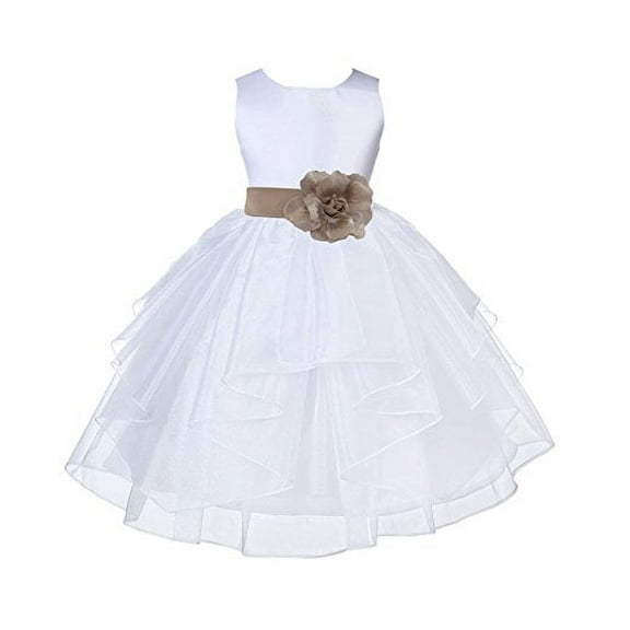 Ekidsbridal White Satin Shimmering Organza Formal Flower Girl Dresses Junior Bridesmaid Communion Baptism Holiday Toddler 4613S 10