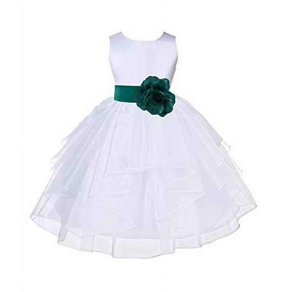 Ekidsbridal White Satin Shimmering Organza Formal Flower Girl Dresses Junior Bridesmaid Communion Baptism Holiday Toddler 4613S 10