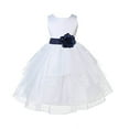 thumbnail image 1 of Ekidsbridal White Satin Shimmering Organza Formal Flower Girl Dresses Junior Bridesmaid Communion Baptism Holiday Toddler 4613S 12, 1 of 3