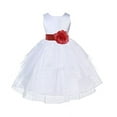 thumbnail image 1 of Ekidsbridal White Satin Shimmering Organza Formal Flower Girl Dresses Junior Bridesmaid Communion Baptism Holiday Toddler 4613S 2, 1 of 2