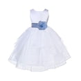 thumbnail image 1 of Ekidsbridal White Satin Shimmering Organza Formal Flower Girl Dresses Junior Bridesmaid Communion Baptism Holiday Toddler 4613S 4, 1 of 2