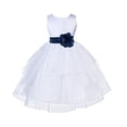 thumbnail image 1 of Ekidsbridal White Satin Shimmering Organza Formal Flower Girl Dresses Junior Bridesmaid Communion Baptism Holiday Toddler 4613S 4, 1 of 2