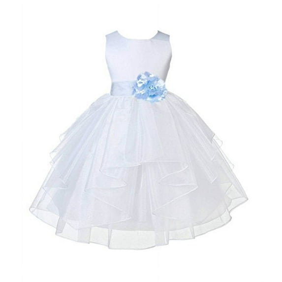 Ekidsbridal White Satin Shimmering Organza Formal Flower Girl Dresses Junior Bridesmaid Communion Baptism Holiday Toddler 4613S 8