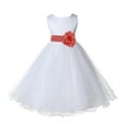 thumbnail image 1 of Ekidsbridal White Satin Tulle Rattail Edge Flower Girl Dress Junior Bridesmaid Wedding Pageant Recital Easter Communion Baptism 829S 12, 1 of 3