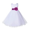 thumbnail image 1 of Ekidsbridal White Satin Tulle Rattail Edge Flower Girl Dress Junior Bridesmaid Wedding Pageant Recital Easter Communion Baptism 829S 2, 1 of 3