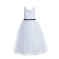 thumbnail image 1 of Ekidsbridal White Scoop Neck A-Line Keyhole Back Floral Lace Formal Flower Girl Dress Dance Recital Ballroom Gown 178 12, 1 of 3
