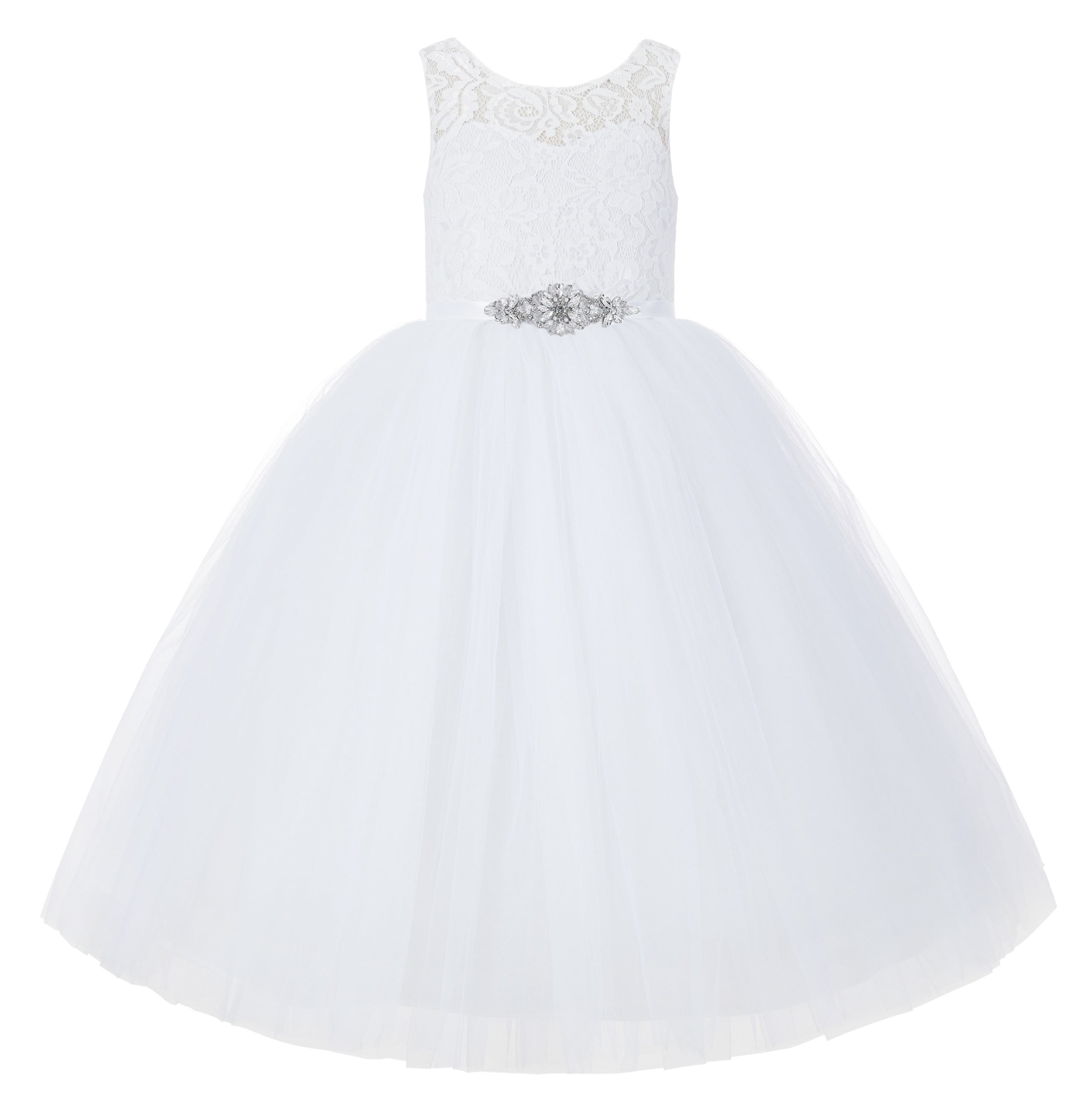 V-Back Lace Tutu Flower Girl Dresses for Wedding Toddler Formal 212R2 Ivory / Ivory / 2
