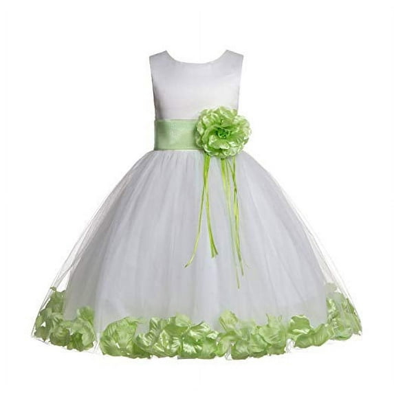 Ekidsbridal White Tulle Floral Rose Petals Formal Flower Girl Dress Holiday Wedding Junior Pageant Birthday Party Gown 007 12