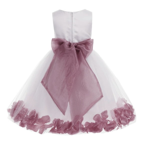Ekidsbridal White Tulle Floral Rose Petals Formal Flower Girl Dress Holiday Wedding Junior Pageant Birthday Party Gown 007 12