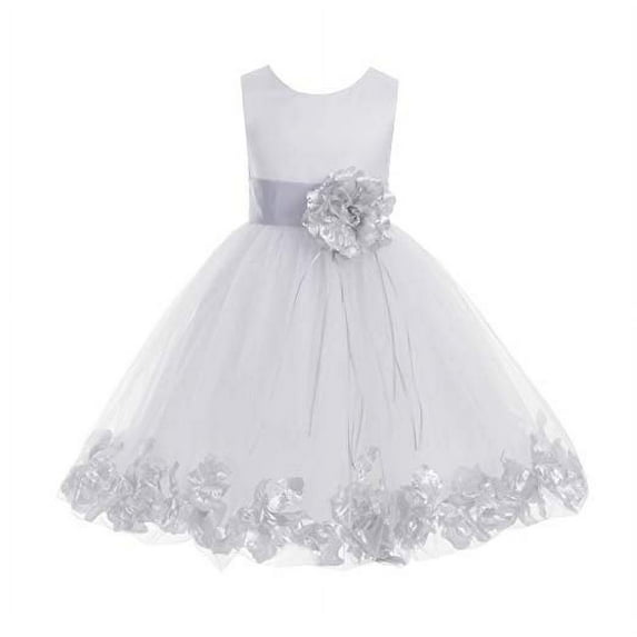 Ekidsbridal White Tulle Floral Rose Petals Formal Flower Girl Dress Holiday Wedding Junior Pageant Birthday Party Gown 007 14