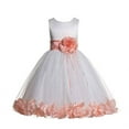 thumbnail image 1 of Ekidsbridal White Tulle Floral Rose Petals Formal Flower Girl Dress Holiday Wedding Junior Pageant Birthday Party Gown 007 4, 1 of 2