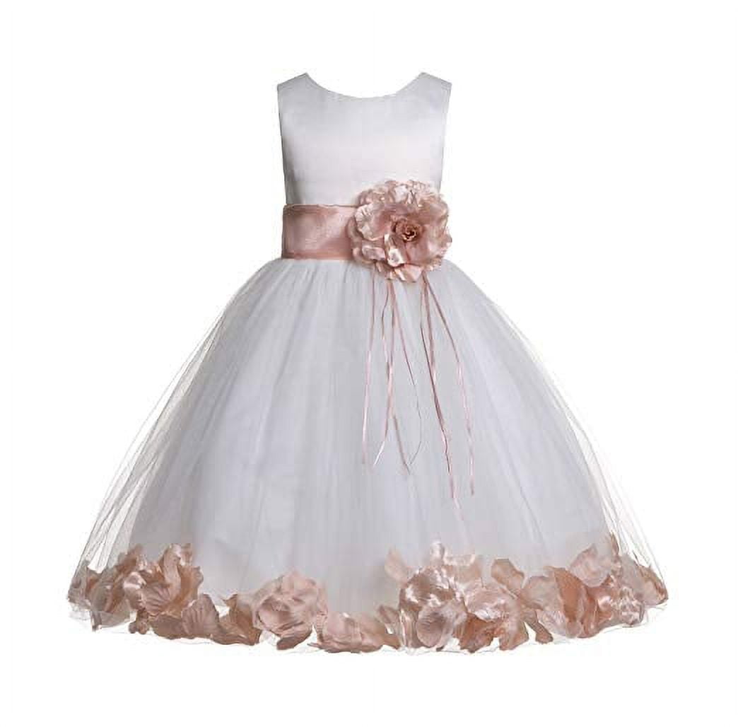 Ekidsbridal White Tulle Floral Rose Petals Formal Flower Girl Dress Holiday  Wedding Junior Pageant Birthday Party Gown 007 14 - Walmart.com