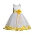 thumbnail image 1 of Ekidsbridal White Tulle Floral Rose Petals Formal Flower Girl Dress Holiday Wedding Junior Pageant Birthday Party Gown 007 S, 1 of 2