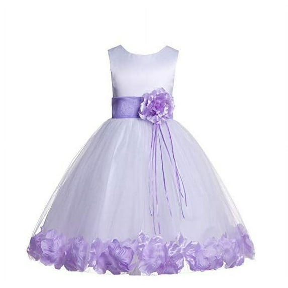 Ekidsbridal White Tulle Floral Rose Petals Formal Flower Girl Dress Holiday Wedding Junior Pageant Birthday Party Gown 007 m