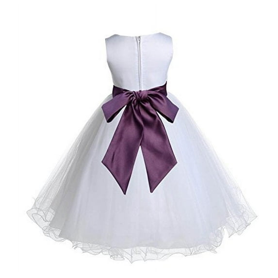Ekidsbridal White Tulle Rattail Edge Flower Girl Dress Formal Photoshoot Gown Birthday Party Graduation Ceremony Wedding 829S 4