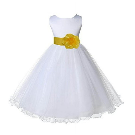 Ekidsbridal White Tulle Rattail Edge Flower Girl Dress Pretty Princess Formal Evening Elegant Mini Bridal Gown for Wedding 829S 10
