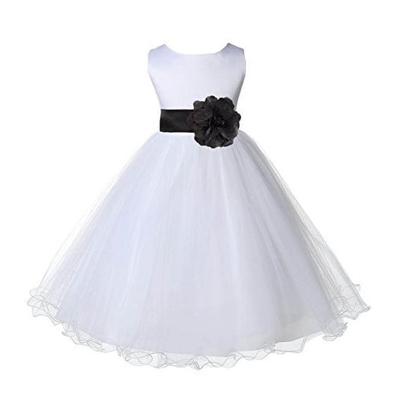 Ekidsbridal White Tulle Rattail Edge Flower Girl Dress Pretty Princess Formal Evening Elegant Mini Bridal Gown for Wedding 829S 12