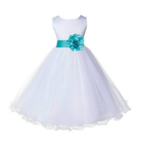 Ekidsbridal White Tulle Rattail Edge Flower Girl Dress Pretty Princess Formal Evening Elegant Mini Bridal Gown for Wedding 829S 4